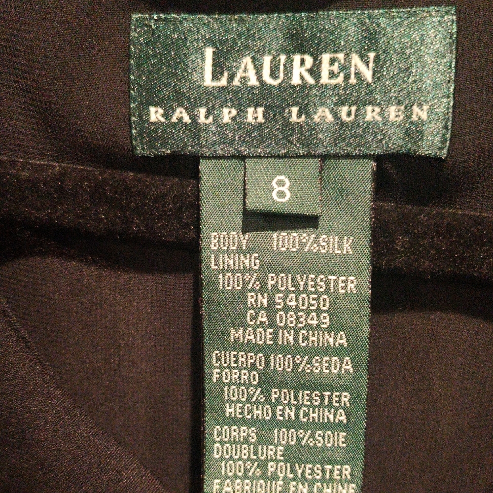 FINAL PRICE LRL Elegant Black Silk Maxi Dress w Ruffled/Flared Neckline Sz 8